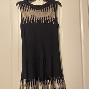 NIC+ZOE navy knit stripe sleeveless fit and flare dress size S